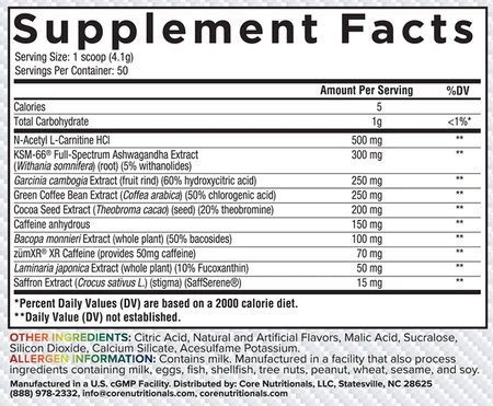 Core Nutritionals BURN  Australian Gummy Snakes - 50 Servings