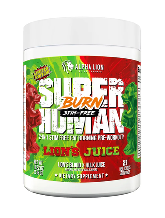 Alpha Lion SuperHuman BURN STIM FREE  Lion's Juice - 21 Servings