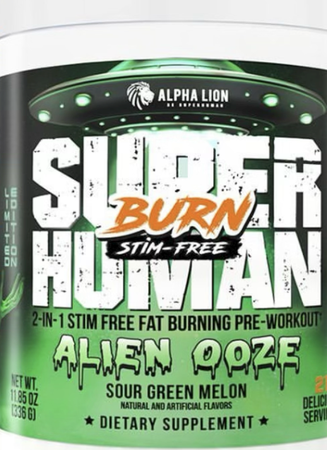 Alpha Lion SuperHuman BURN Stim FREE  Alien Ooze - 21 Servings