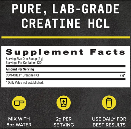 Beyond Raw Creatine HCl Powder  Unflavored - 480 Servings (4 x 120 Serving Bottles)  4 PACK