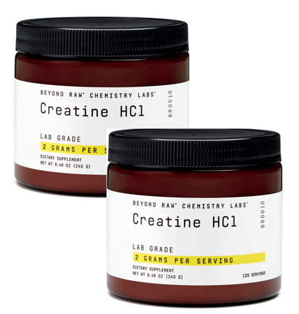 Beyond Raw Creatine HCl Powder  Unflavored - 240 Servings (2 x 120 Serving Bottles)  TWINPACK