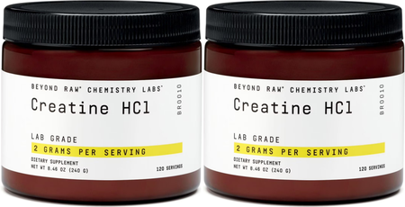 Beyond Raw Creatine HCl Powder  Unflavored - 240 Servings (2 x 120 Serving Bottles)  TWINPACK