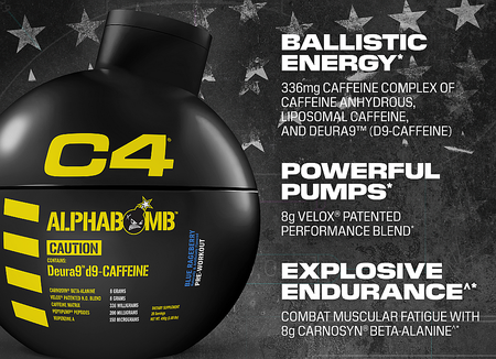 C4 AlphaBomb Pre-Workout  Blue Rageberry - 20 Servings