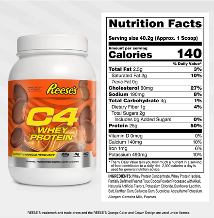 Cellucor C4 Whey Protein REESE'S Peanut Butter & Chocolate - 2.4 Lb (28 Servings)