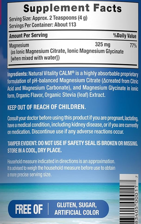 Natural Vitality Calm Magnesium Powder  Raspberry Lemon - 4 x 16 oz Bottles  4 PACK