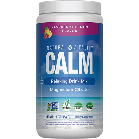 Natural Vitality Calm Magnesium Powder  Raspberry Lemon  - 16 oz (Approx. 113 Servings)