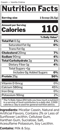 Rule 1 R1 Casein Protein  Vanilla Creme - 2 Lb (29 Servings)