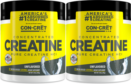 CON-CRĒT Creatine HCl Powder Raw Unflavored - 2 x 60 Servings TWINPACK