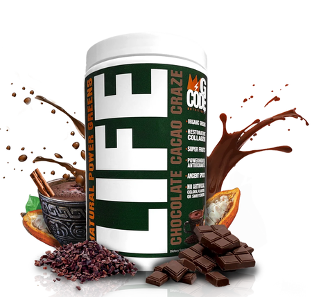 GCode Nutrition LIFE Natural Power Greens  Chocolate Cacao Craze - 30 Servings
