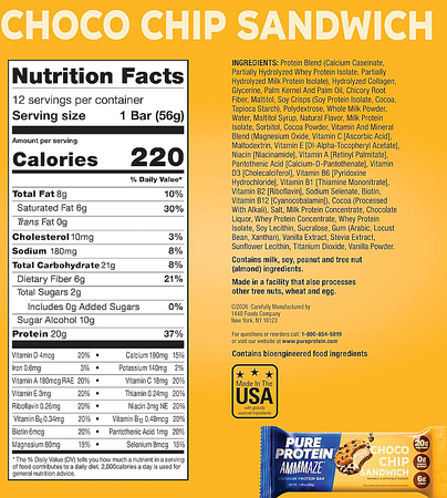 Pure Protein AMMMAZE Bars  Choco Chip Sandwich - 12 Bars