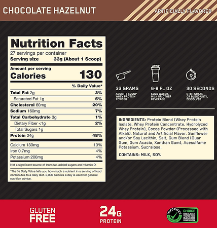 Optimum Nutrition 100% Whey Gold Standard Chocolate Hazelnut - 2 Lb