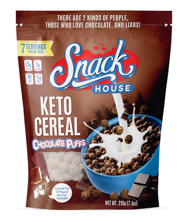 Snack House Keto Cereal  Chocolate Puffs  - 7 Serving Bag