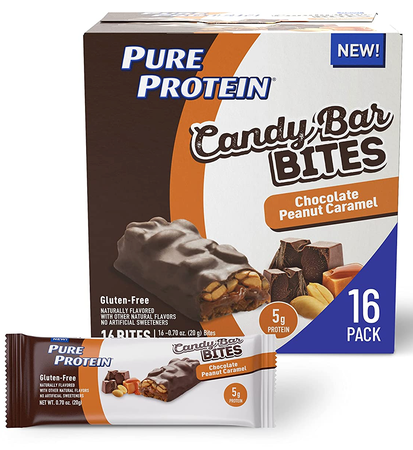 Pure Protein Candy Bar Bites  Chocolate Peanut Caramel - 16 Pack