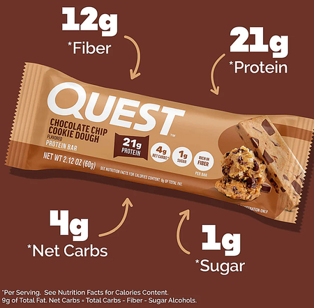 Quest Bar Chocolate Chip Cookie Dough - 12 Bars