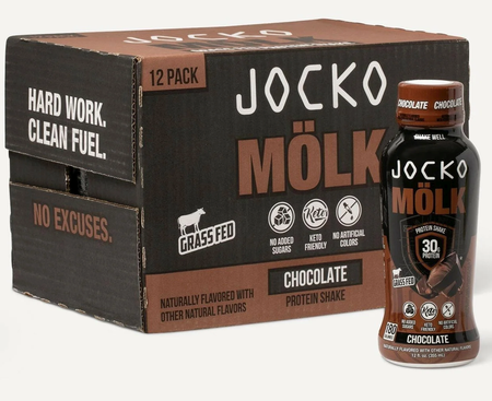 Jocko Molk 30g Protein Shake 12 oz  Chocolate  12 Bottles