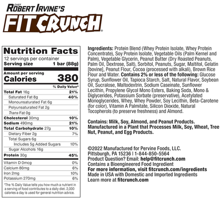 Fit Crunch Full Size Protein Bars  Chocolate Peanut Butter (formerly Peanut Butter) - 12 Bars