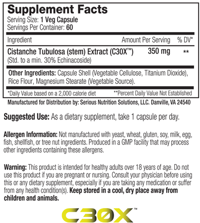 SNS Serious Nutrition Solutions Cistanche XT - 2 x 60 Capsule Bottles  TWINPACK