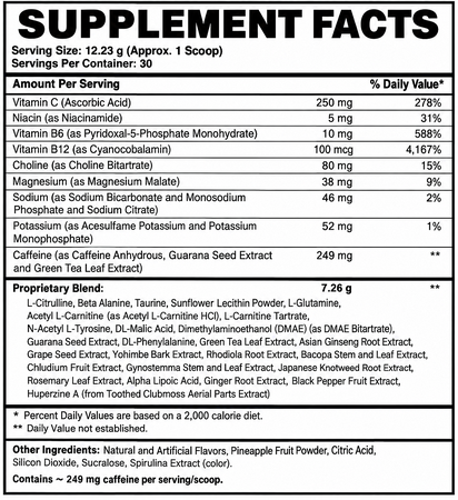 Diesel FUEL Pre workout  Kentucky Blue Raz - 30 Servings