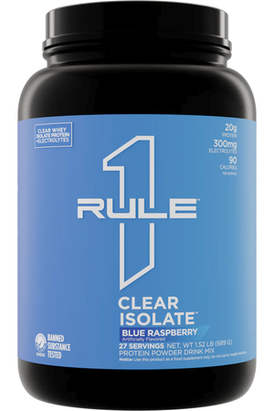 Rule 1 Clear Isolate  Blue Raspberry - 27 Servings