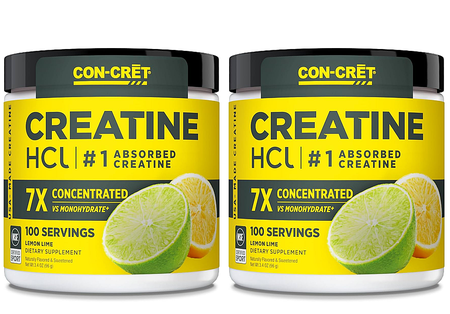 CON-CRET Creatine HCl Powder Lemon Lime - 2 x 100 Servings TWINPACK