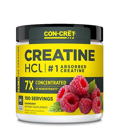 CON-CRET Creatine HCl Powder Raw Raspberry  - 100 Servings *New Larger Size