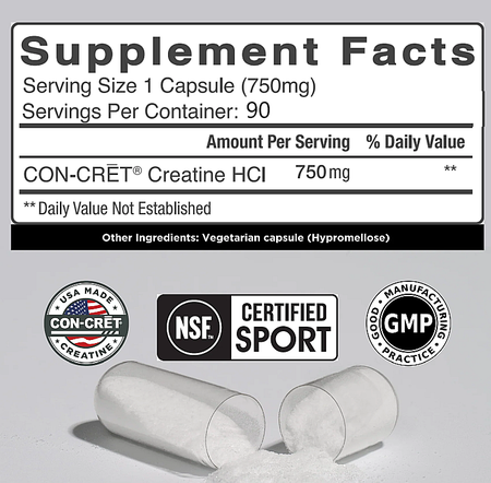 CON-CRET Creatine HCl Capsules - 90 Capsules