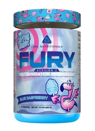 Core Nutritionals FURY V2 Pre-Workout  Fun Sweets Cotton Candy Blue Raspberry - 20 Servings