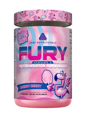 Core Nutritionals FURY V2 Pre-Workout  Fun Sweets Cotton Candy Cherry Berry - 20 Servings