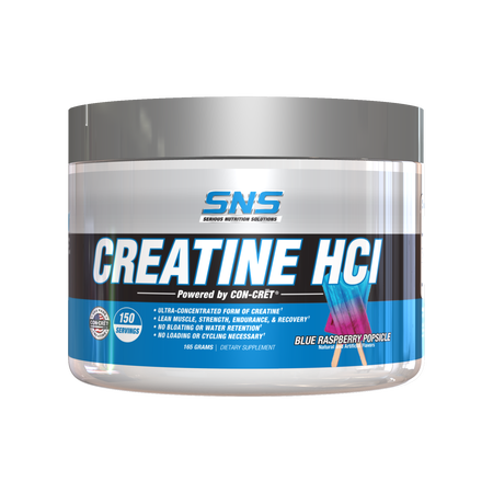SNS Serious Nutrition Solutions Creatine HCI Powder (Powered by CON-CRET) Blue Raspberry Popsicle  -  150 Servings
