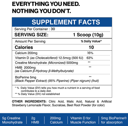 Gaspari Nutrition Creatine HMB  Unflavored - 30 Servings