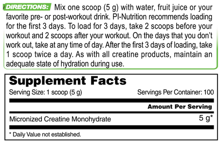 Performance Inspired Nutrition Micronized Creatine - 500 Grams