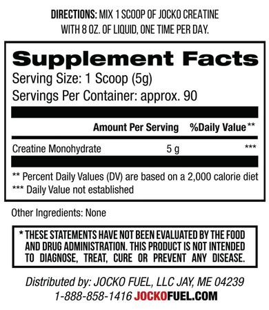 Jocko Creatine Powder  Unflavored - 454 Grams