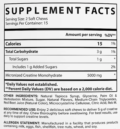 Nutrex Creatine Soft Chews Strawberry Watermelon - 30 Soft Chews