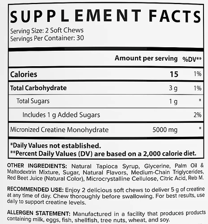 Nutrex Creatine Soft Chews Strawberry Watermelon - 60 Soft Chews