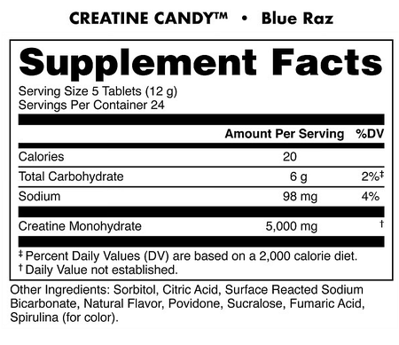 Bucked Up Creatine Candy  Blue Raz - 24 Servings
