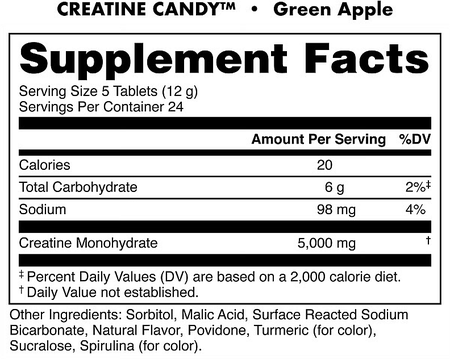 Bucked Up Creatine Candy  Green Apple - 24 Servings