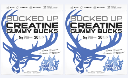 Bucked Up Creatine Gummy Bucks Creatine Gummies  Blue Blast - 40 x 5g Servings (2 x 20 Serving Bags)  TWINPACK