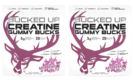 Bucked Up Creatine Gummy Bucks Creatine Gummies  Raspberry Blitz - 40 x 5g Servings (2 x 20 Serving Bags)  TWINPACK