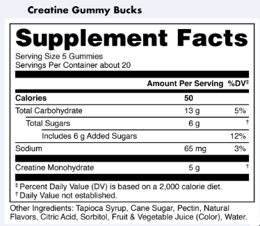Bucked Up Creatine Gummy Bucks Creatine Gummies  Raspberry Blitz - 40 x 5g Servings (2 x 20 Serving Bags)  TWINPACK