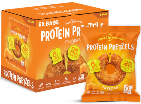 Crisp Power Protein Pretzels  Cheddar - 6 Bags