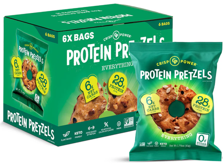 Crisp Power Protein Pretzels  Everything - 6 Bags