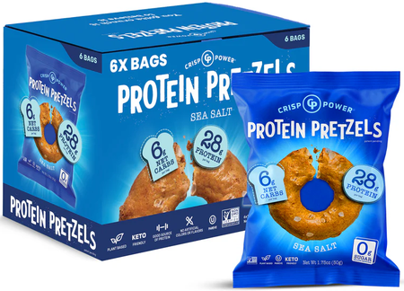 Crisp Power Protein Pretzels  Sea Salt - 6 Bags