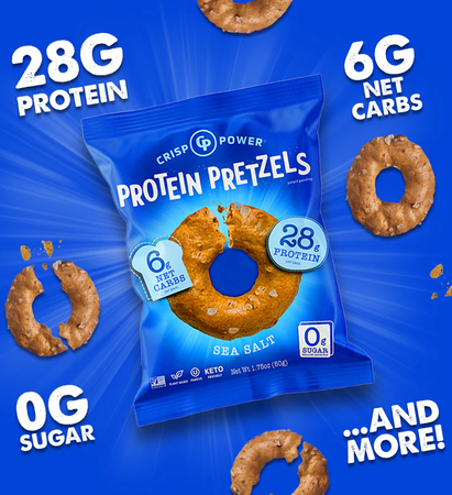 Crisp Power Protein Pretzels  Sea Salt - 6 Bags