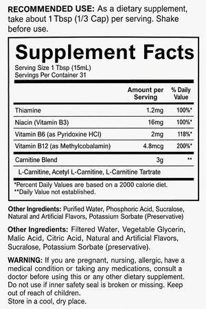 Cutler Nutrition Liquid Carnitine 3000  Blue Sharks - 16 Oz