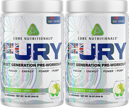 Core Nutritionals FURY AUS Pre-Workout  Green Apple - 2 x 20/40 Servings TWINPACK