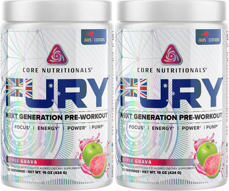 Core Nutritionals FURY AUS Pre-Workout  Apple Guava - 2 x 20/40 Servings TWINPACK
