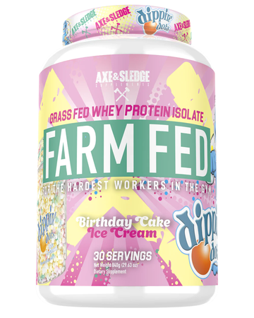Axe & Sledge Farm Fed Protein  Grass-fed Whey Protein Isolate  Dippin Dots Birthday Cake Ice Cream - 30 Servings