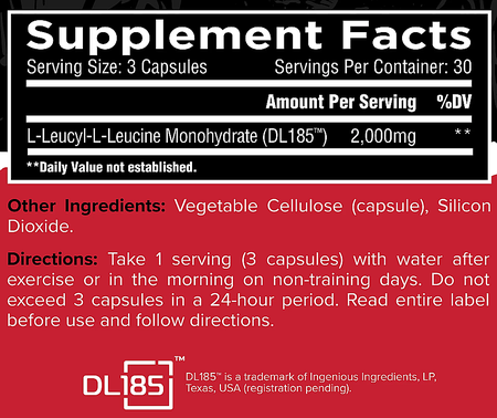 Unmatched Nutrition Dileucine DL-185 Muscle Building Peptide - 90 Capsules