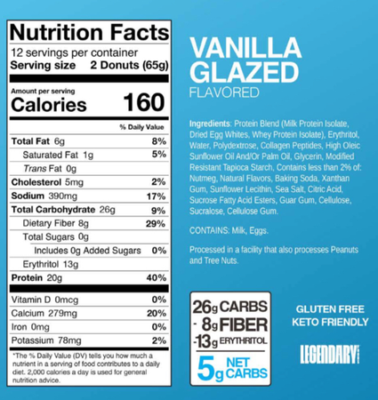 Legendary Foods Protein Donuts  Vanilla Glazed - 24 Pack (2 x 12 Pack Boxes) TWINPACK