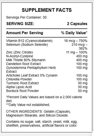 Gaspari Nutrition Proven Liver DTOX Liver Support Formula - 2 x 60 Capsule Bottles TWINPACK